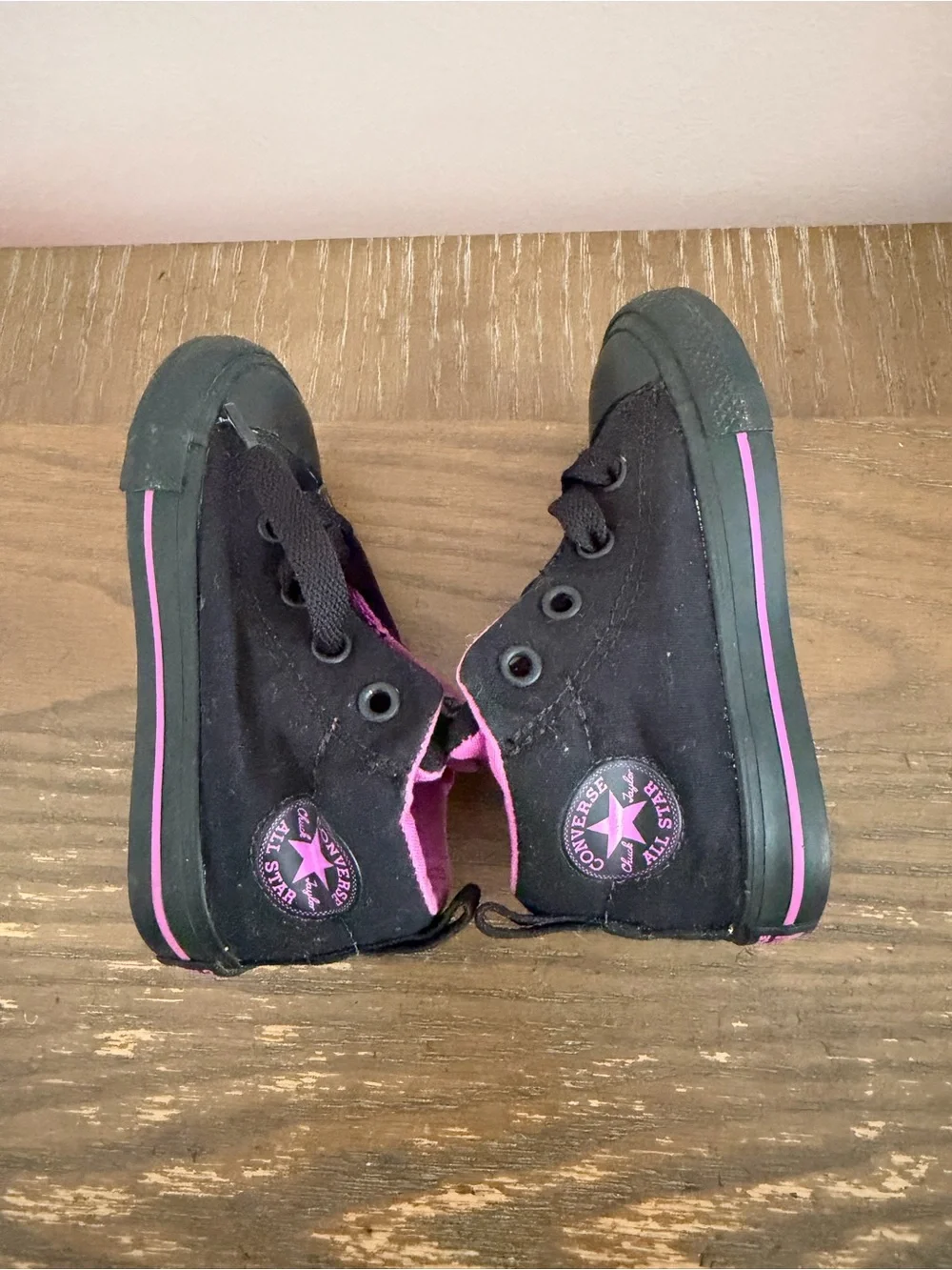 Converse Kids Black High-Top Sneakers with Pink Lining